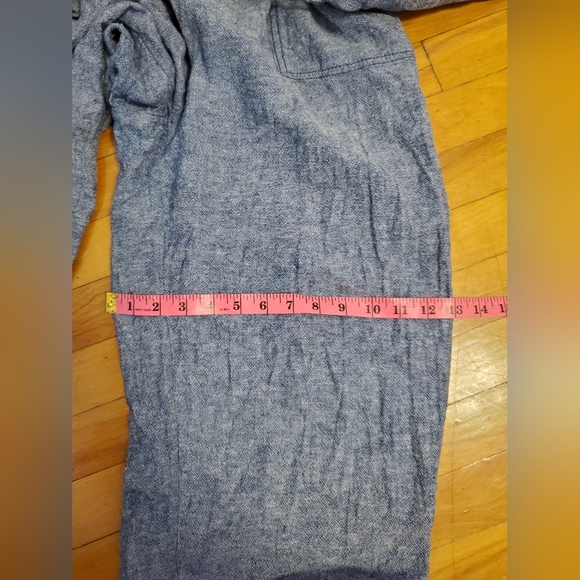 Old Navy Sleeveless Cropped Jumpsuit. Heathered Blue & White. Linen Blend. L. - Picture 9 of 12